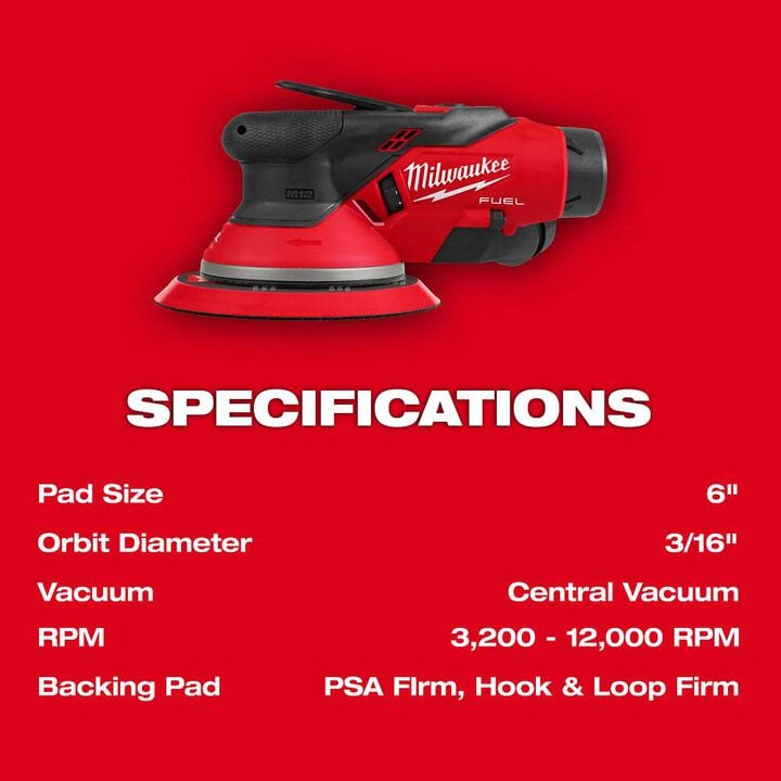 Milwaukee M12 FUEL 6" Random Orbital Sander Kit (3/16"), large image number 4