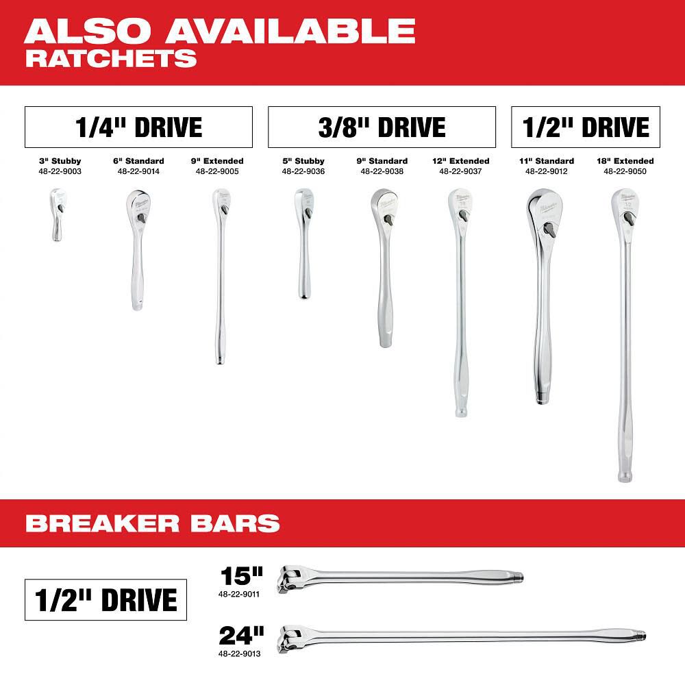 Milwaukee 3 8 In Drive 56 Pc Ratchet Socket Set Sae Metric 48 22 9008 - Image 8
