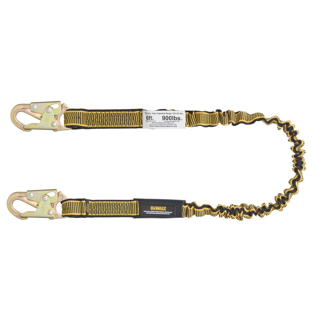 DEWALT 6 ft Internal Energy Absorber Single Leg Lanyard with Snap Hook – DXFP613100