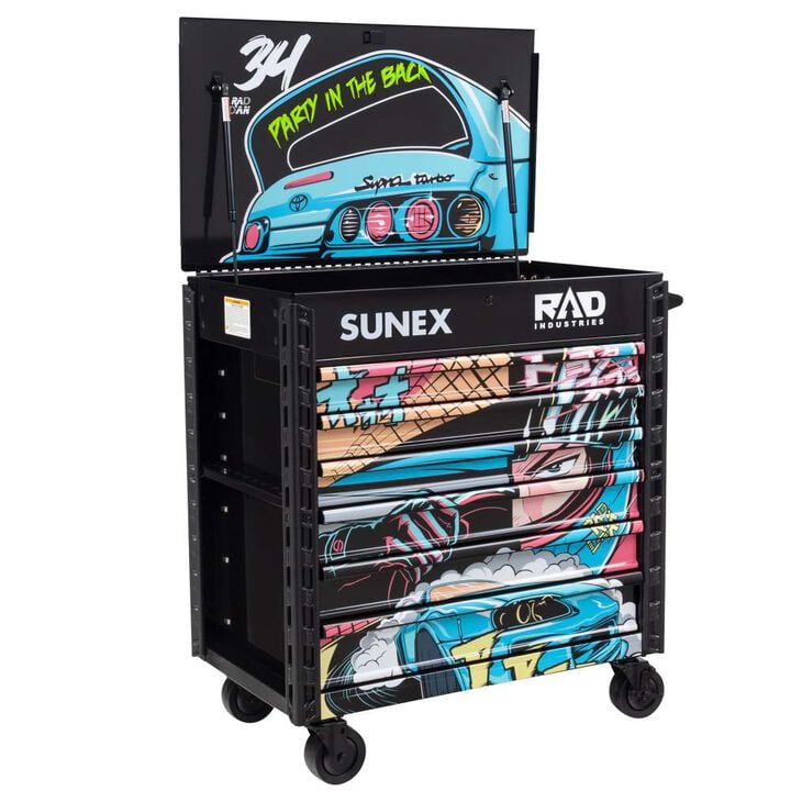 Sunex 39 Inch 6 Drawer Premium Service Cart with RAD DAN Design, large image number 2