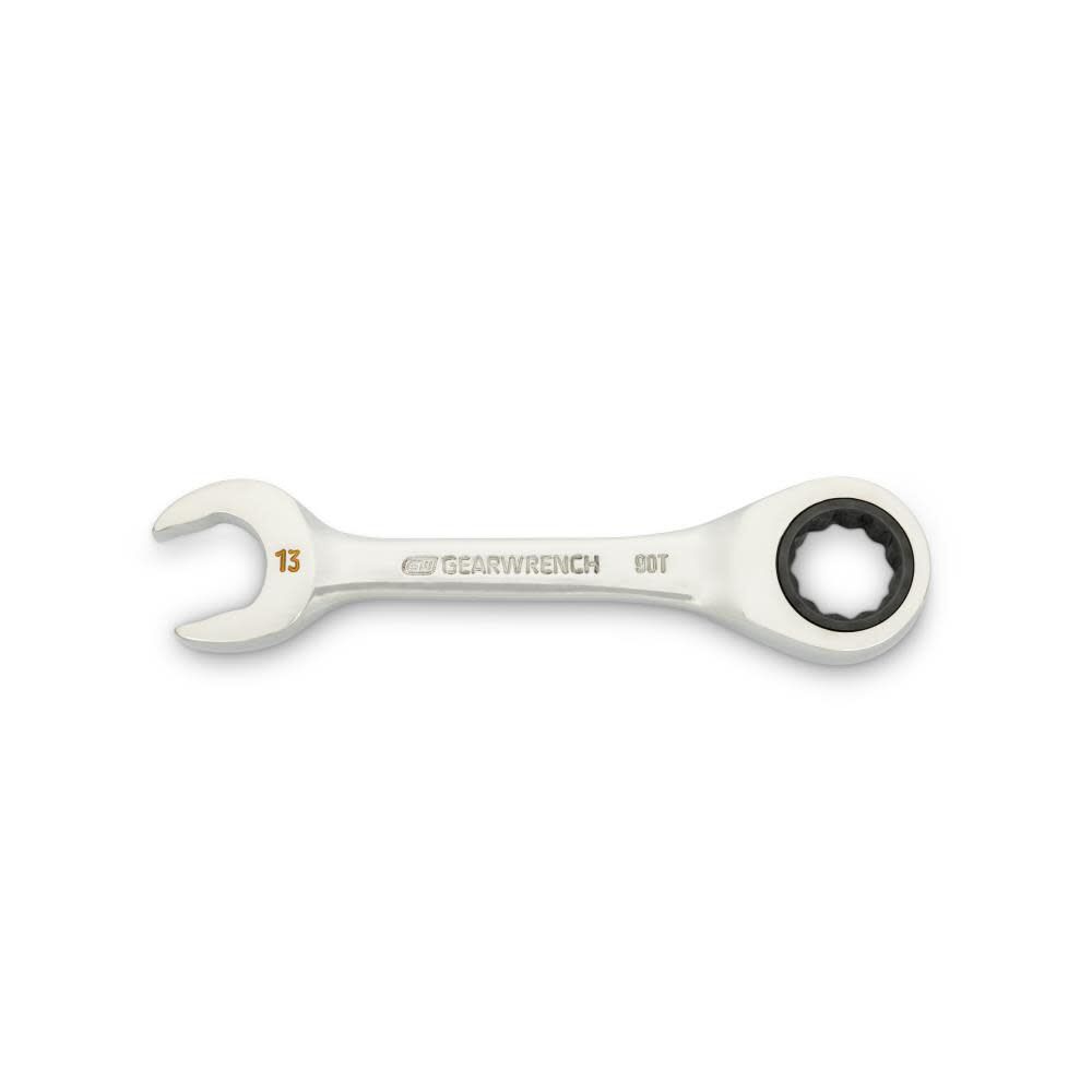 GEARWRENCH 13mm 90-Tooth 12 Point Stubby Combination Ratcheting Wrench, large image number 1