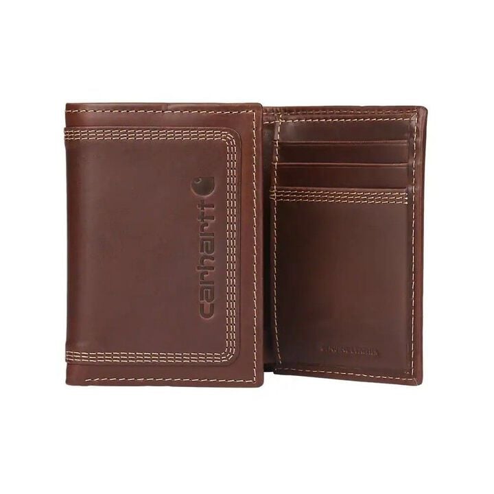 Carhartt Dark Brown Leather Trifold Wallet, large image number 1