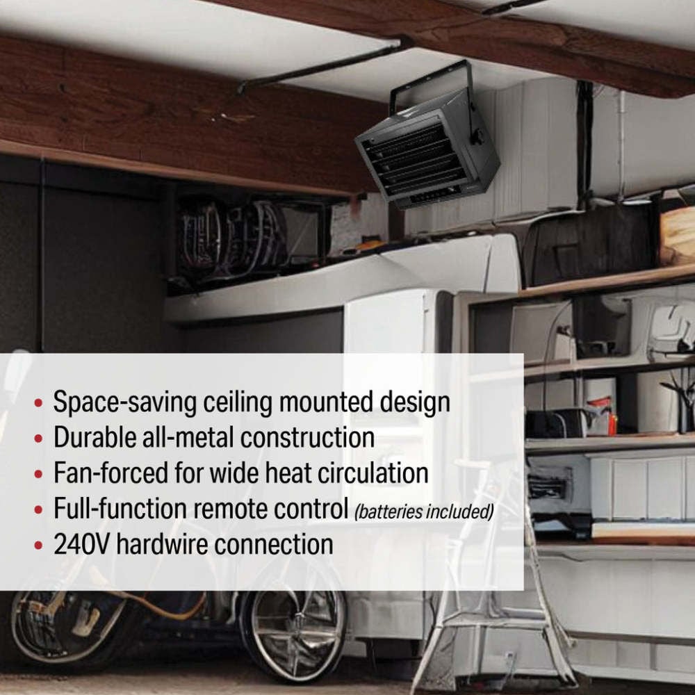 VisionAir 14.5 In. 6250/7500W 7108 Btu 1500 Sq-Ft. Ceiling Mount Heater, large image number 4