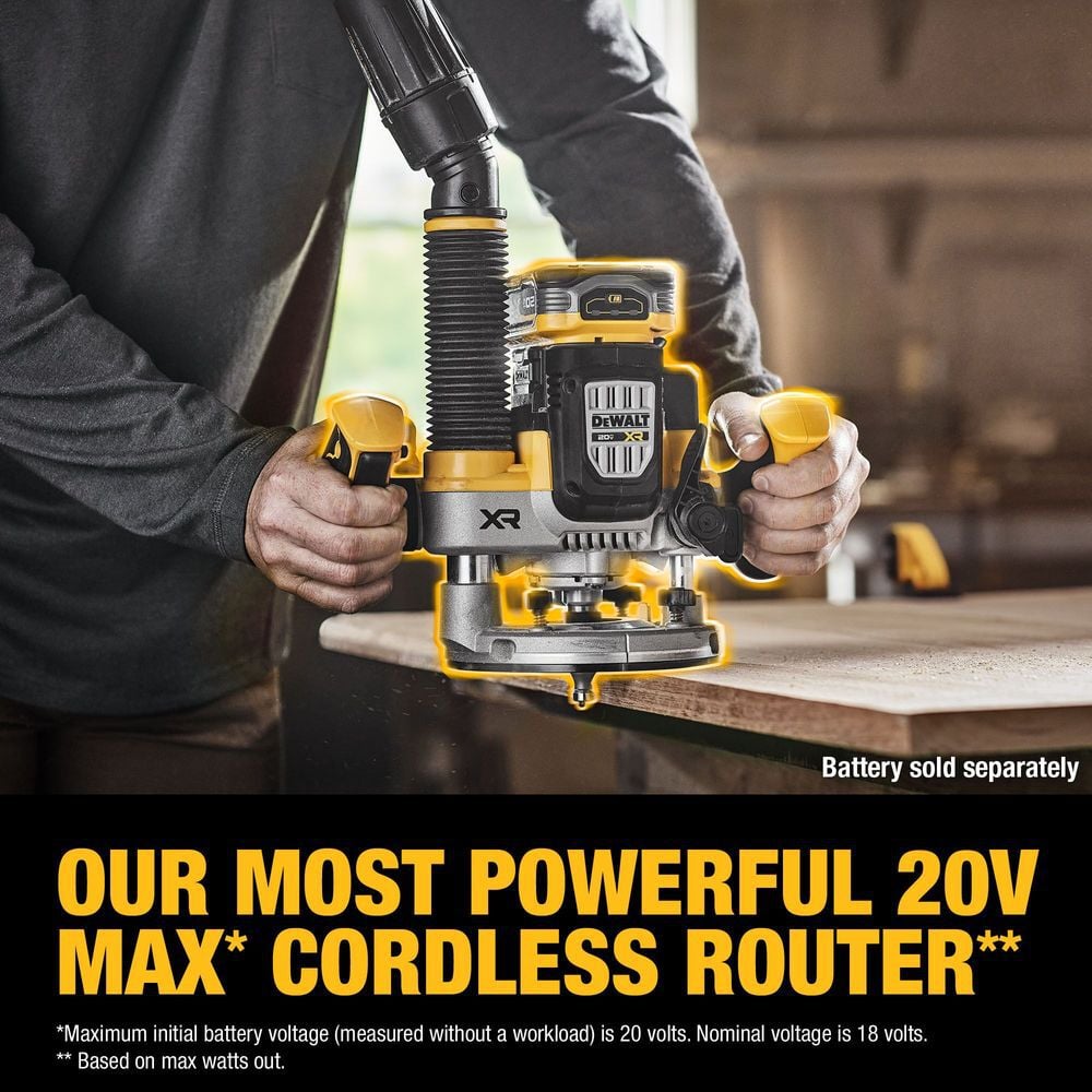 DEWALT 20V MAX XR 2-1/4 Peak HP Plunge Router (Bare Tool), large image number 3