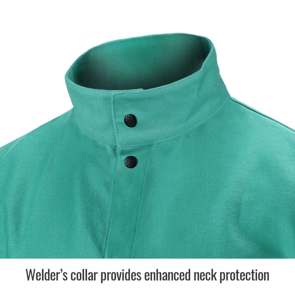 Black Stallion Welding Jacket 9oz Green FR Cotton Medium, large image number 2