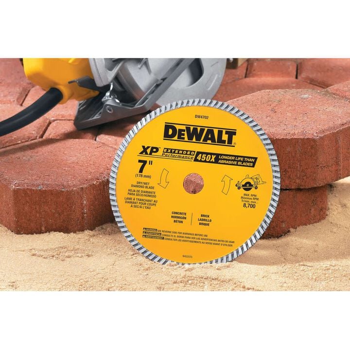 DEWALT XP 7 Inch Turbo Rim Diamond Blade for Fast Cutting in Concrete, Brick, Block, and Tile, large image number 3