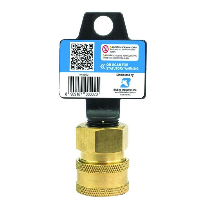 BluBird 1/4 Inch QD Socket x 1/4 Inch FPT Brass Pressure Washer Adapter, large image number 12