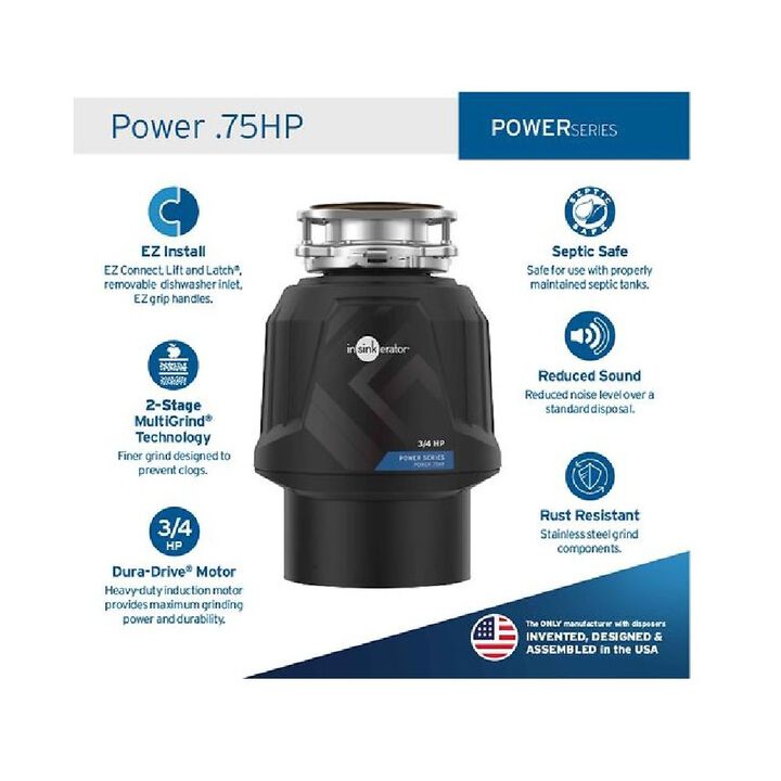 InSinkErator Power 3/4 HP Intermittent Continuous Feed Garbage Disposal, large image number 1