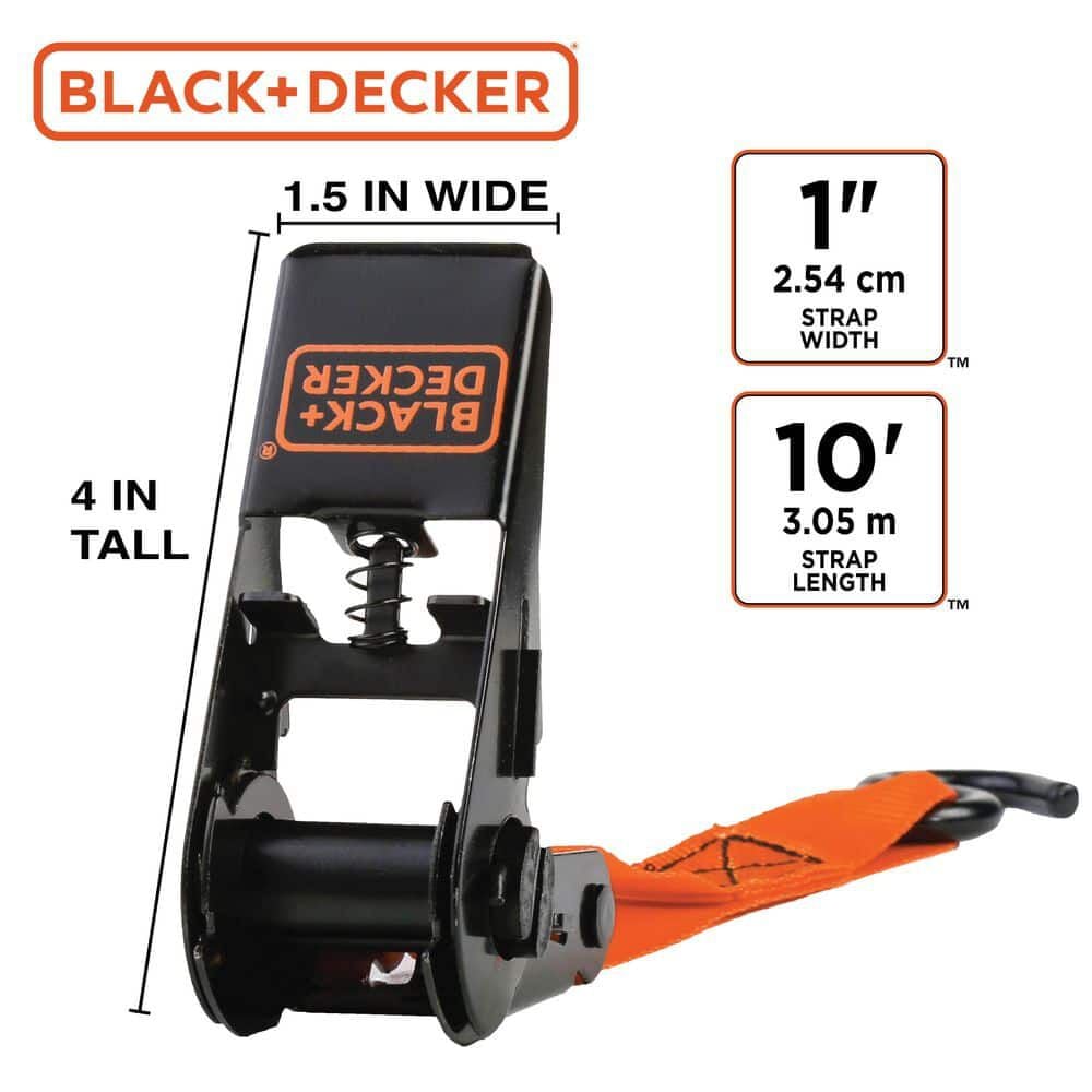 Black and Decker 1 Inch x 10 Ft Ratchet Tie Downs 4 Pieces, large image number 6