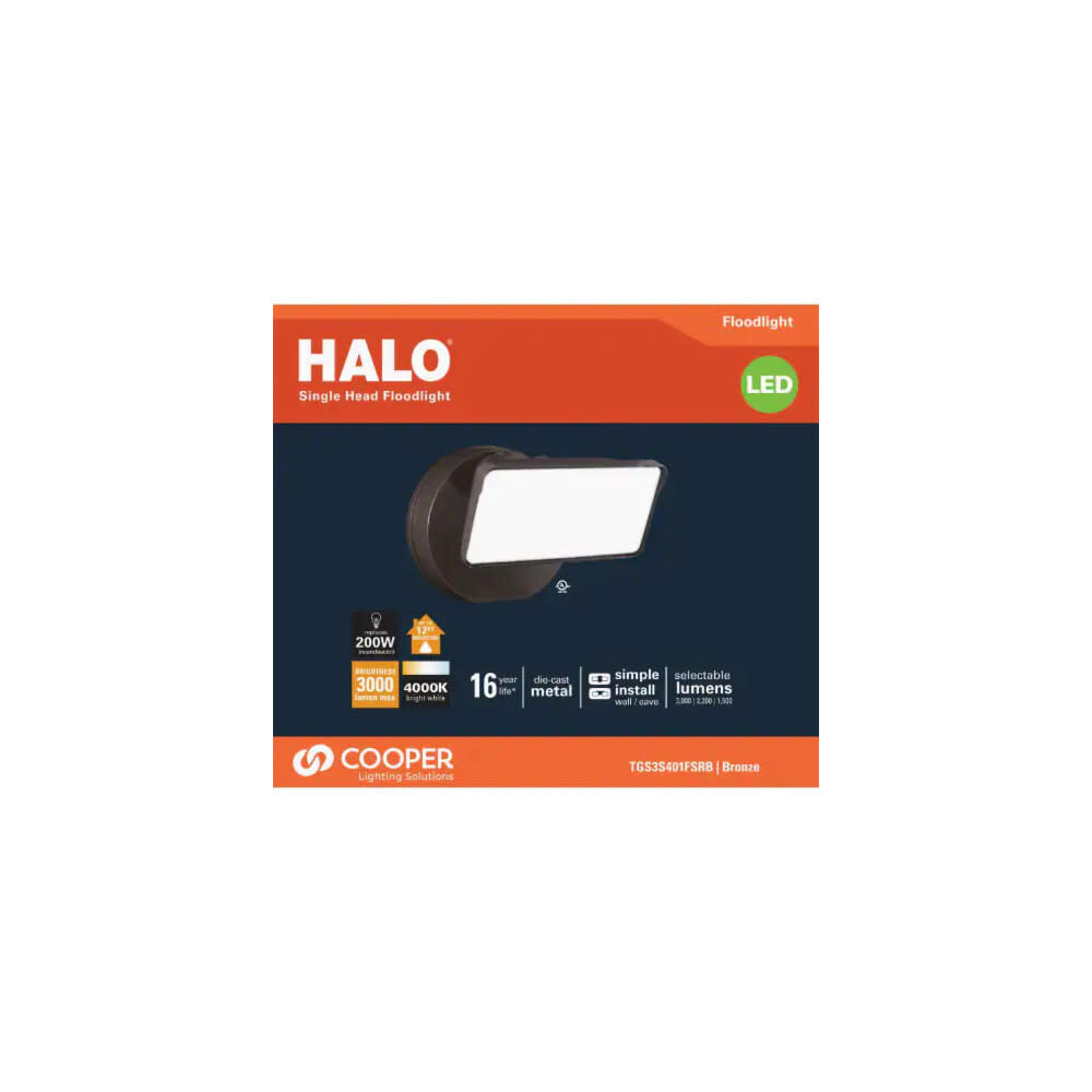 Halo 1 Head Floodlight Bronze 21.6W 3000 Lumen LED, large image number 2