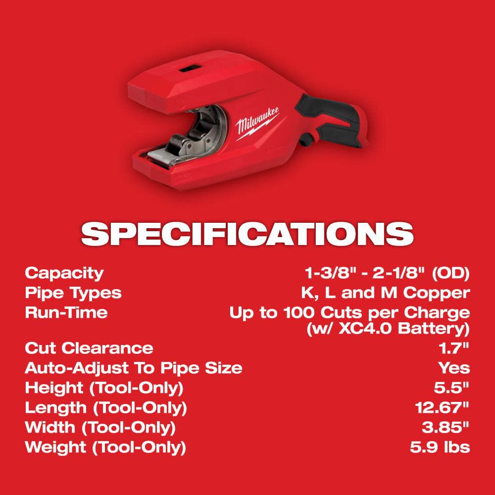 M12 cordless copper tubing cutter best sale