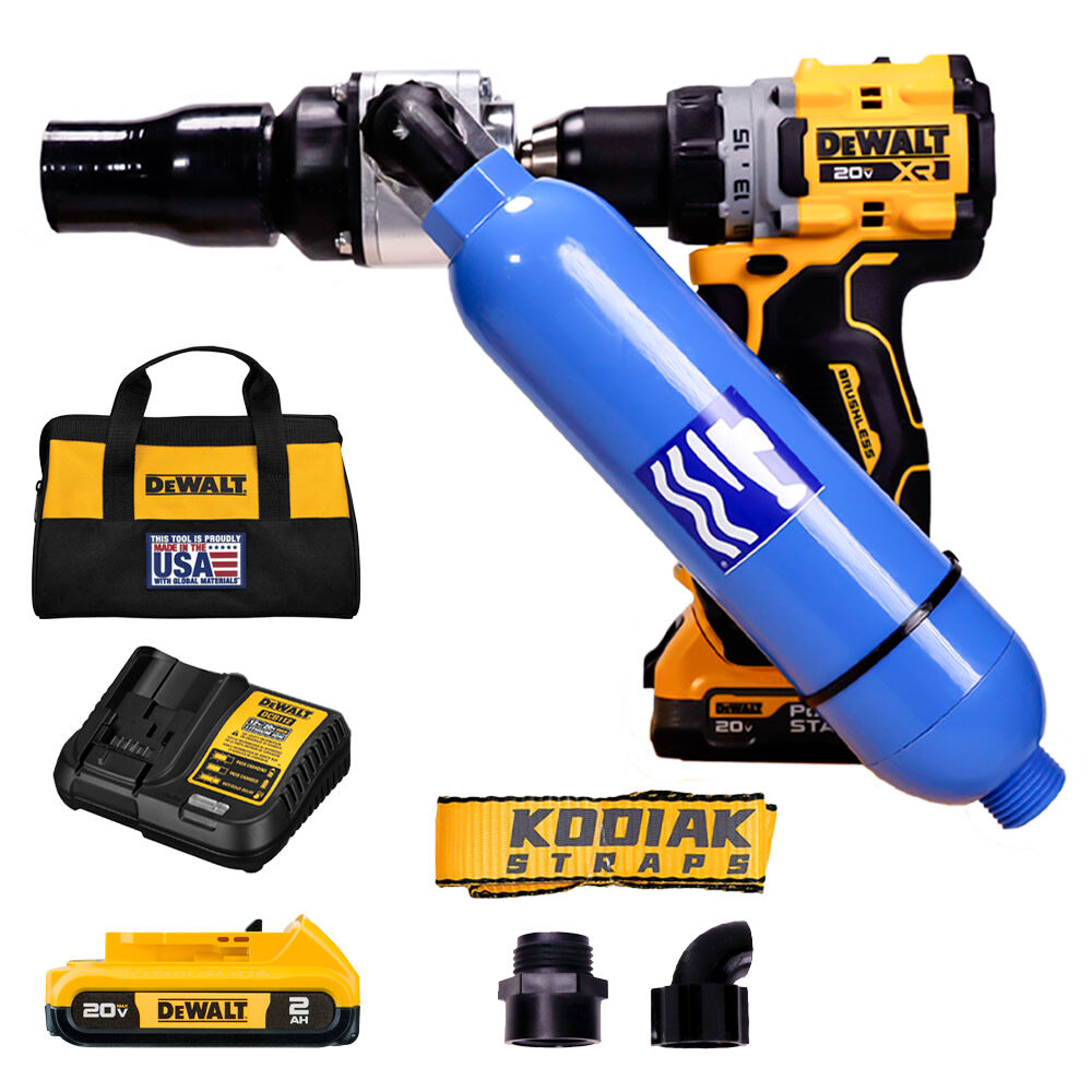 Turbo Seaplane Float Pump with DEWALT 20V MAX XR Compact Drill 2 Battery Kit and Invasive Species Filter TFP D FD Acme Tools
