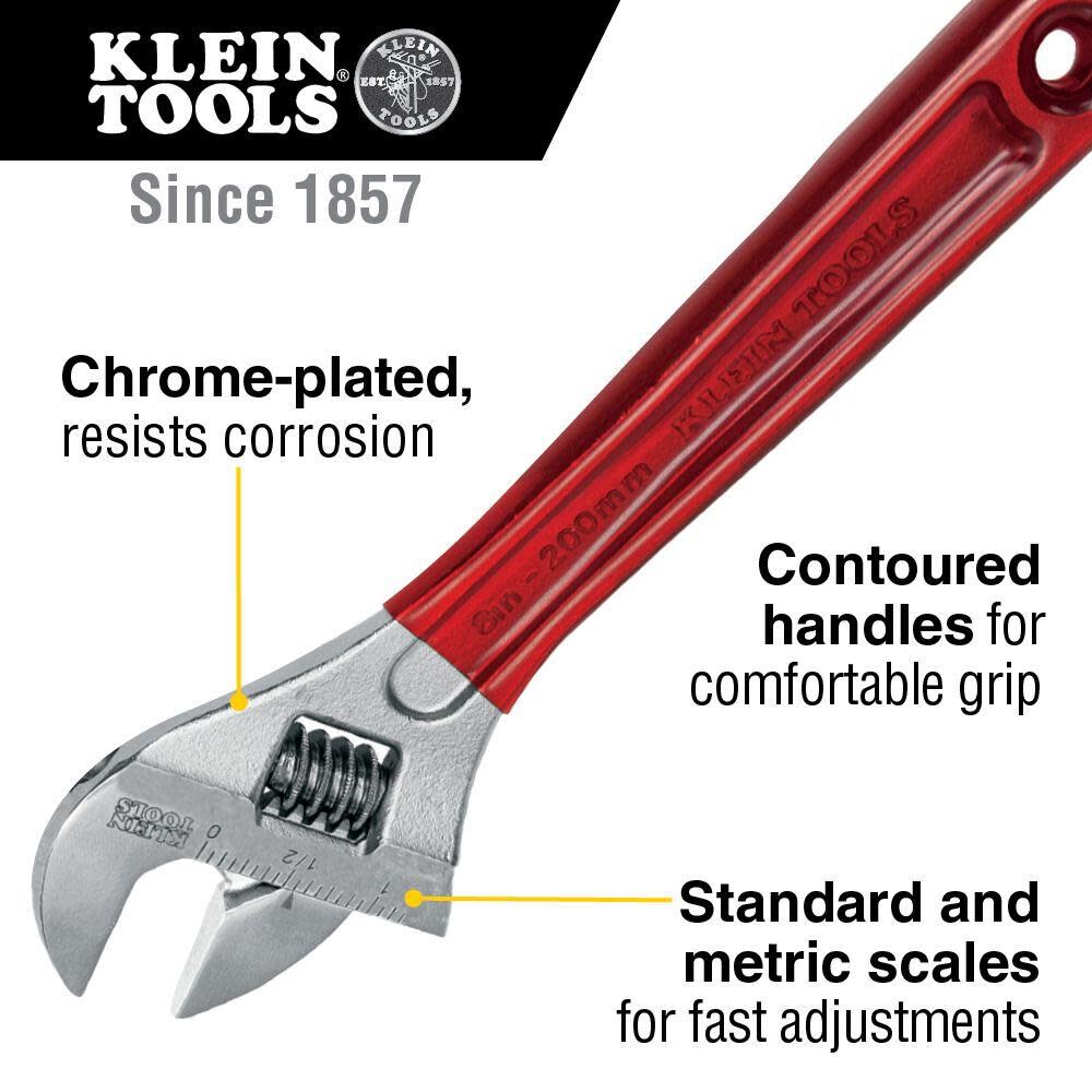 Klein Tools 8 Inch Precision Adjustable Wrench, large image number 2