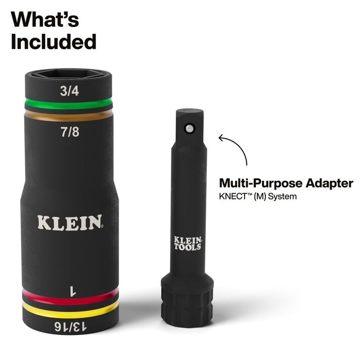 Klein Tools KNECT Quad 4 Heavy Duty Impact Flip Socket SAE 2 Pieces, large image number 2