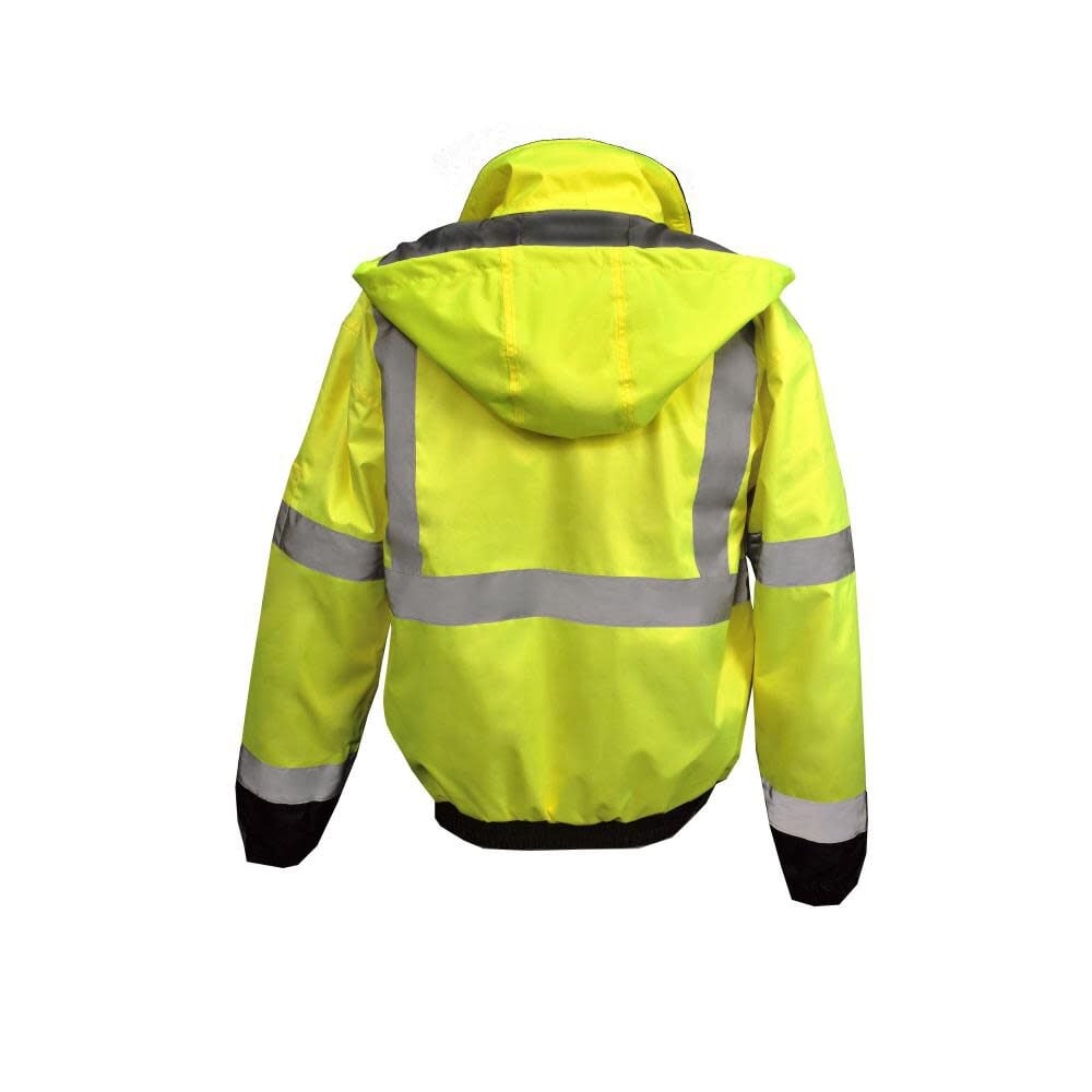 Radians Class 3 Bomber Jacket Hi Viz Weather Proof Quiltedgreen/black Xl - Picture 3 of 4