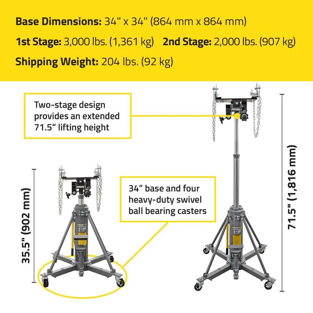 Ranger RTJ-3000 1.5-Ton Telescoping Transmission Jack, large image number 6