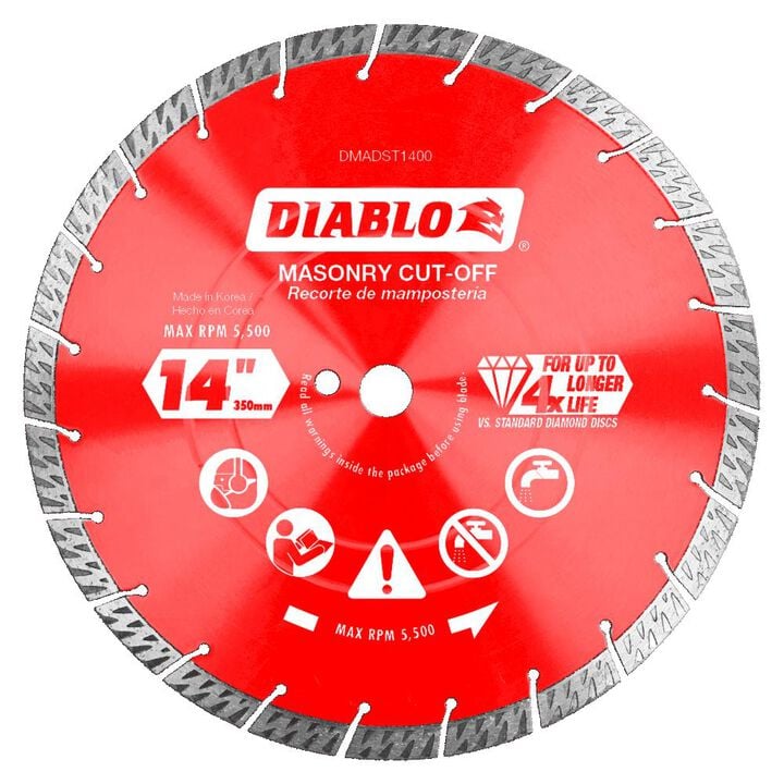 Diablo Tools 14 Inch Segmented Turbo Rim Diamond Cut-Off Blade for Masonry