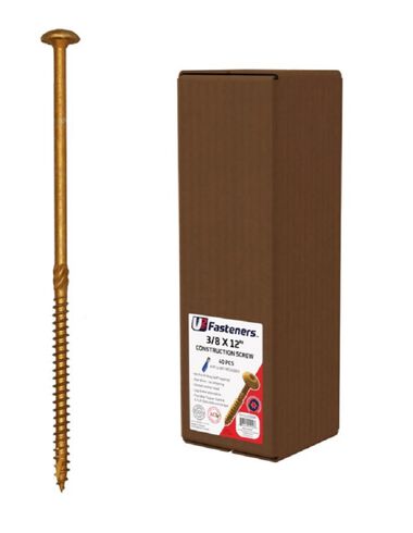 U2 Fasteners Construction Screw 3/8 Inch X 12 Inch, 300ct