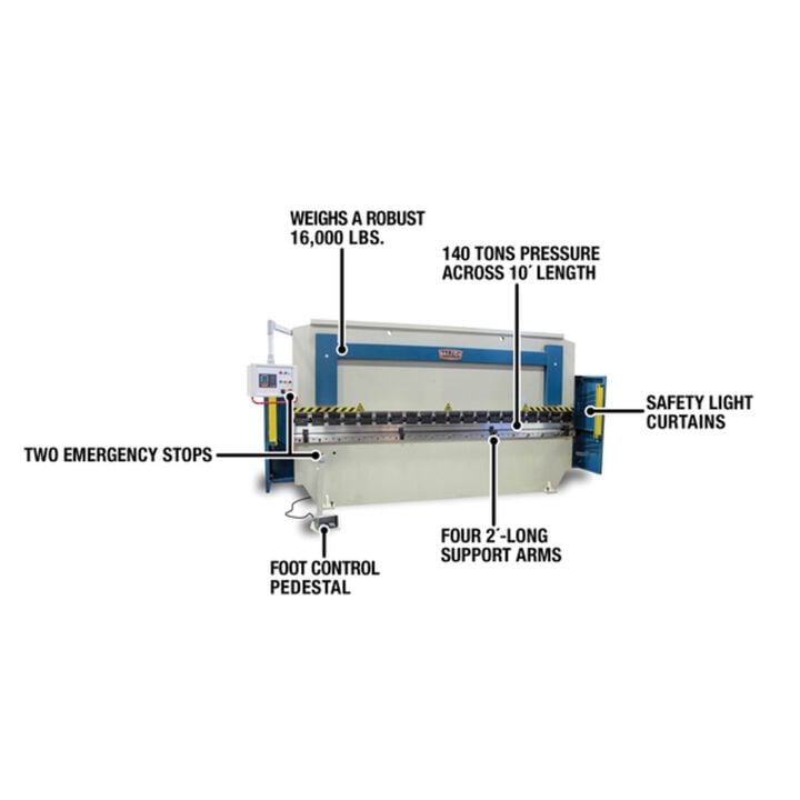 Baileigh BP-14010CNC 140-Ton Hydraulic Press Brake 10 Ft Length, large image number 3