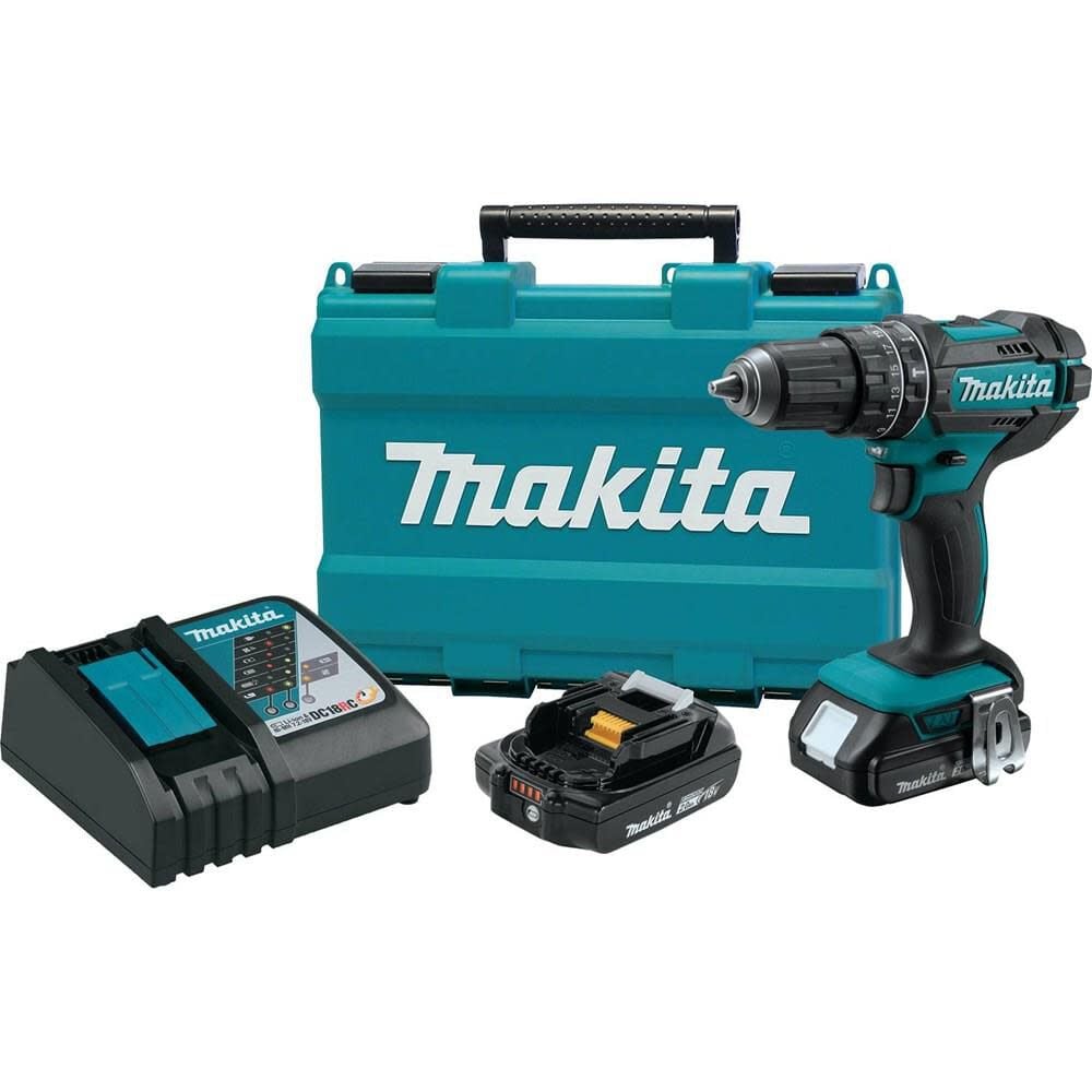 Makita 18V LXT Compact Lithium-Ion Cordless 1/2 in. Hammer Driver-Drill Kit (2.0Ah) – XPH10R