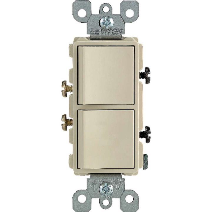 Leviton Decora Rocker Switch Ivory 1 Pole AC Quiet Combination, large image number 1