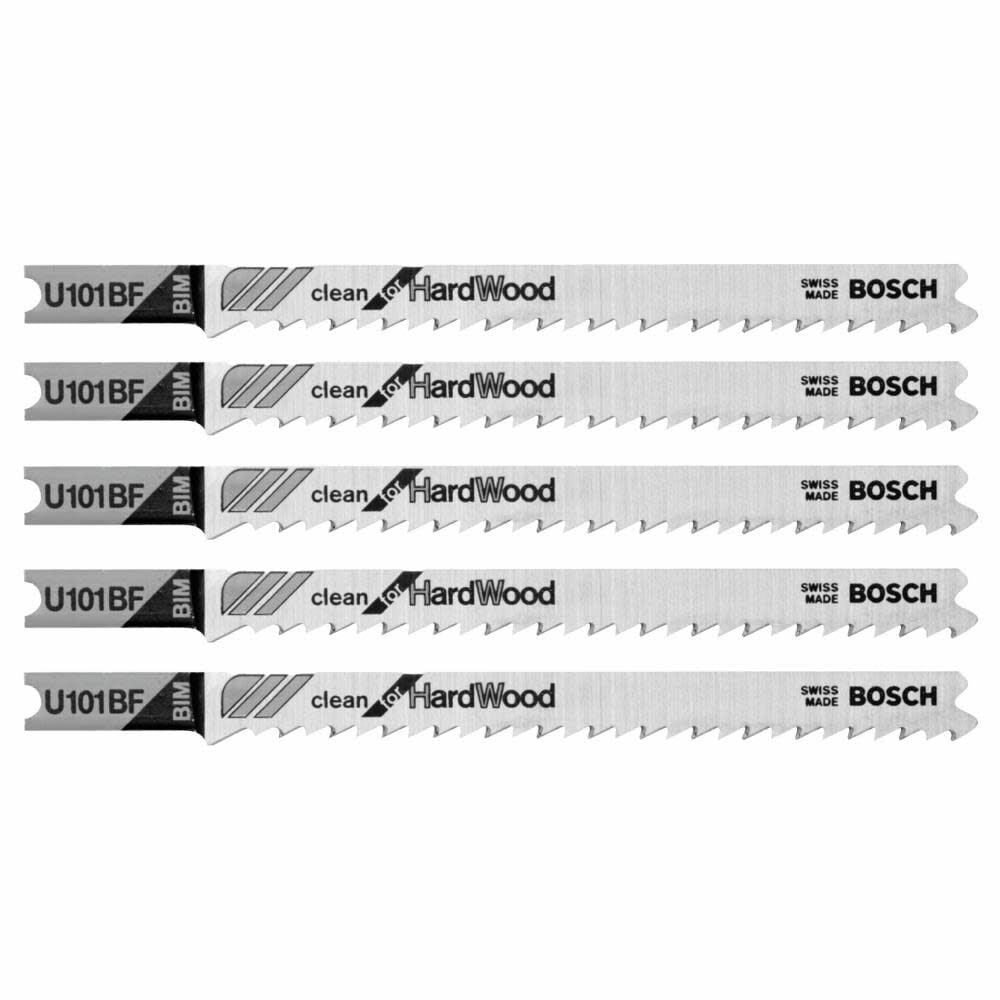 Bosch Jig Saw Blades 5pc 4in 10 TPI Clean for Wood U Shank – U101BF