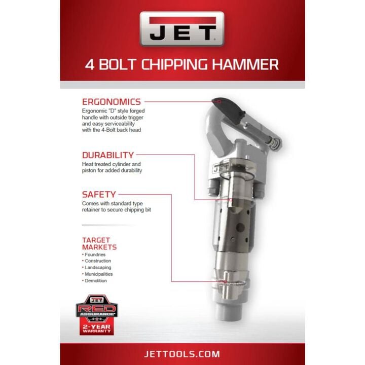 JET 4 In 4-Bolt Chipping Hammer Round Shank, large image number 2