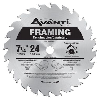 Avanti 7-1/4 in. x 24 Tooth Framing Saw Blade