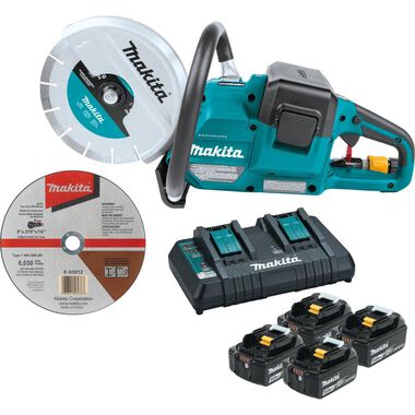 Makita 18V X2 (36V) LXT Lithium-Ion Brushless Cordless 9in Power Cutter Kit with AFT Electric Brake 4 Batteries (5.0 Ah), large image number 0