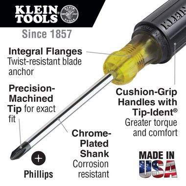 Klein Tools #2 Stubby Phillips Screwdriver 1-1/2inch, large image number 1