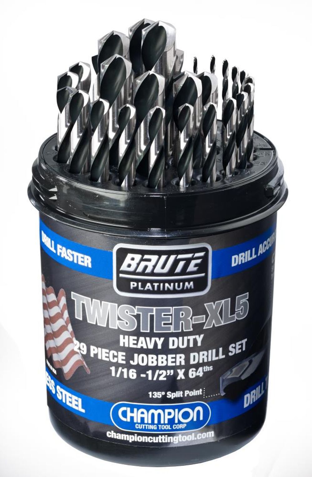 Champion Cutting Tool Twister 29 pc Brute Drill Set (1/16- 1/2 x 64)- Jobber, large image number 1