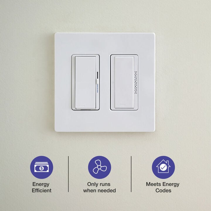 Lutron XactSense 120V 360W 3A 1P Gloss White Humidity Sensor Switch, large image number 3