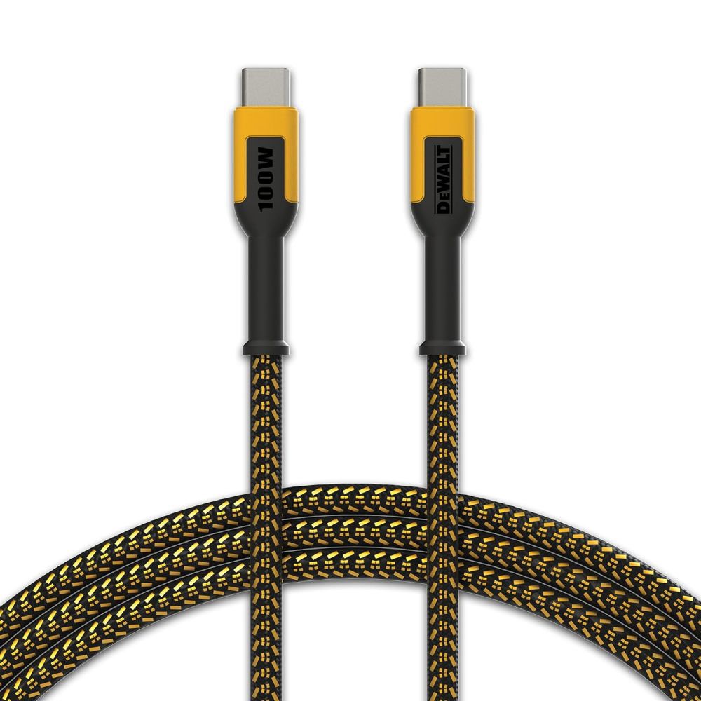 DEWALT 100W 6 Ft. Black/Yellow Type C to Type C Braided Cable, large image number 2