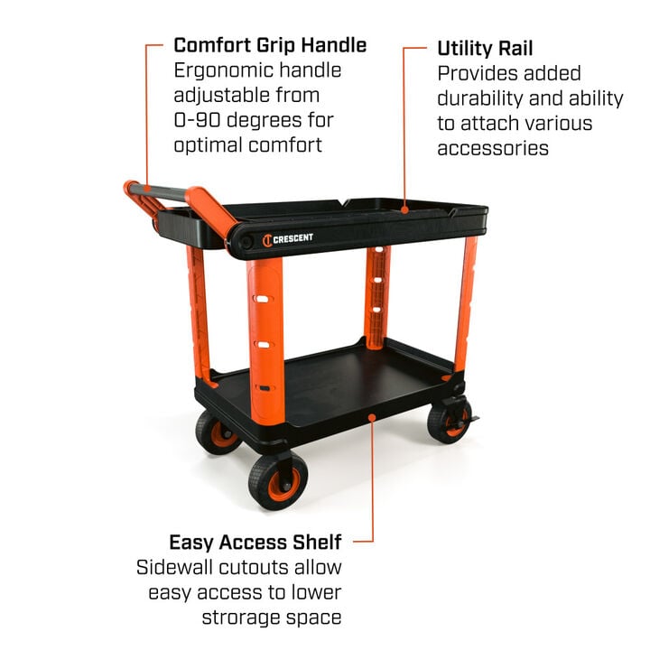 Crescent RAILWORKS 2 Shelf Industrial Utility Cart with 8 Inch Casters, large image number 7