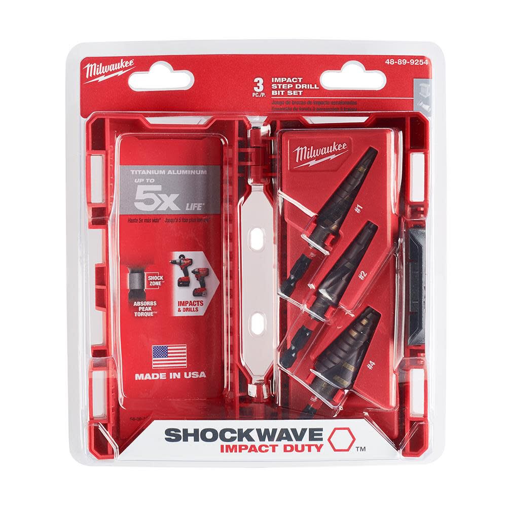 Milwaukee Shockwave Impact Duty Step Bit 3pc Set 1 2 4 48 89 9254 - Image 8