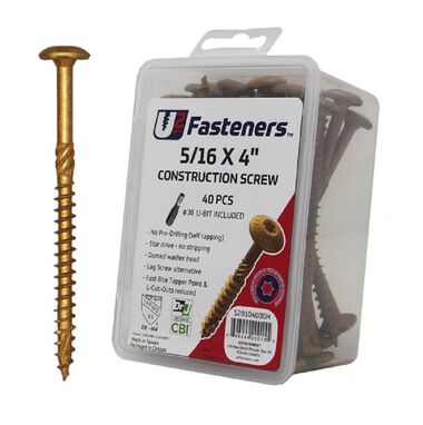 U2 Fasteners Construction Screw 5/16 Inch X 4 Inch, 40ct