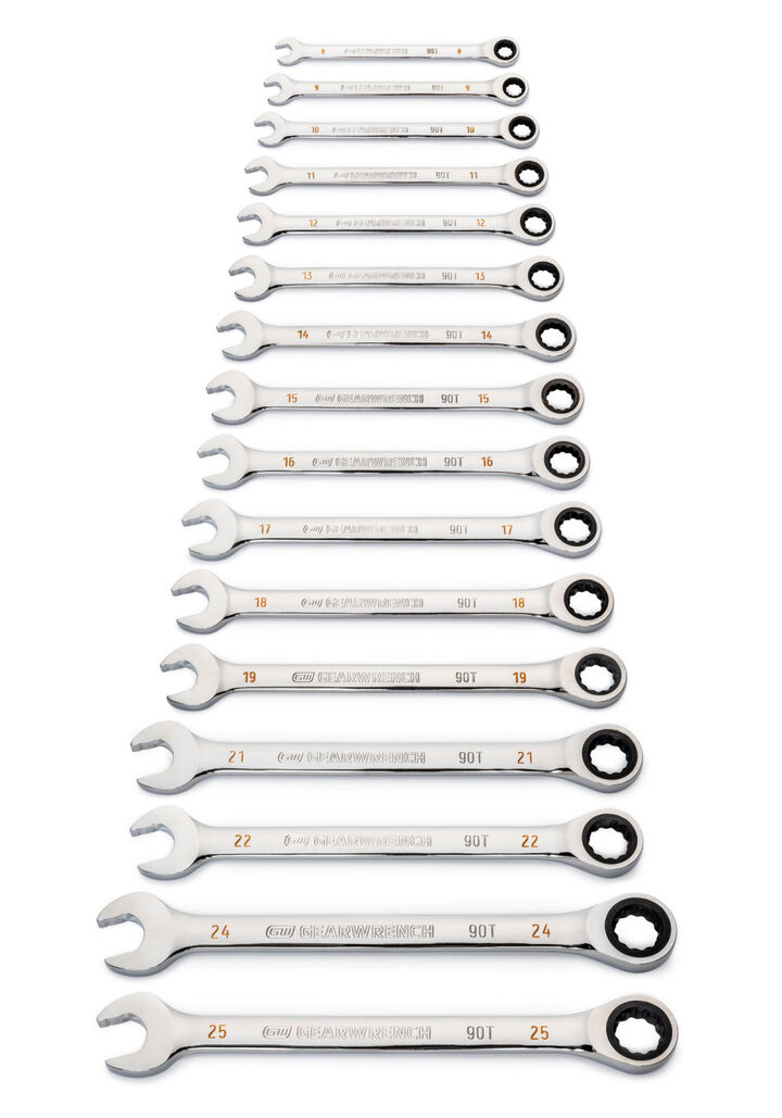 GEARWRENCH 16 Pc 90T 12 Point Metric Combination Ratcheting Wrench Set, large image number 5