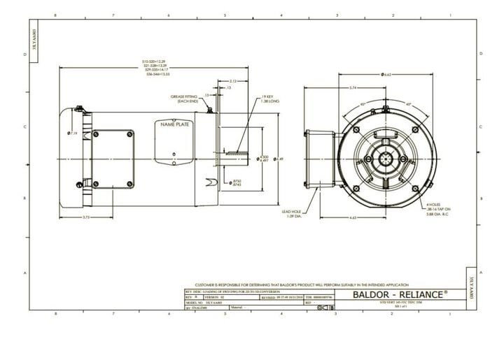 Baldor-Reliance VEM3558T 2HP 1755RPM 3PH 60HZ 145TC 3528M TEFC F1 Motor, large image number 1