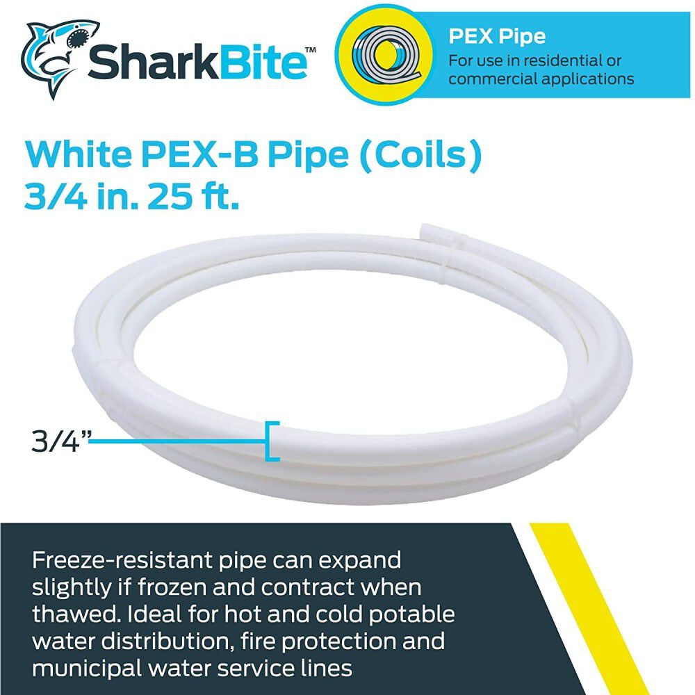 Sharkbite 3/4in x 25' White Polyethylene PEX Coil Tubing, large image number 2