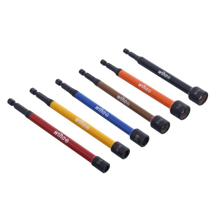 Wiha 6 Piece SAE Nut Setter Set, 6 Piece Metric Nut Setter Set Bundle, large image number 3