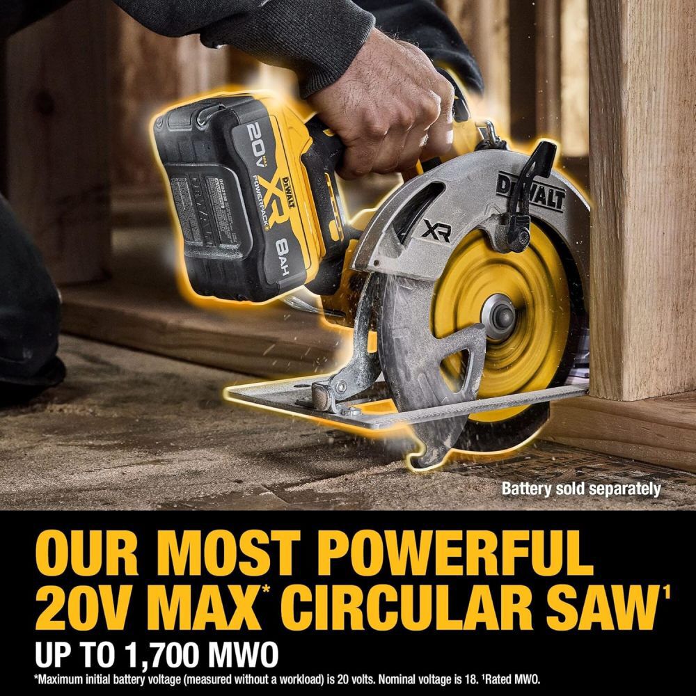 DEWALT 20V MAX 7-1/4 Inch Cordless Saw & 4-1/2 Inch - 5 Inch Grinder Bundle, large image number 8
