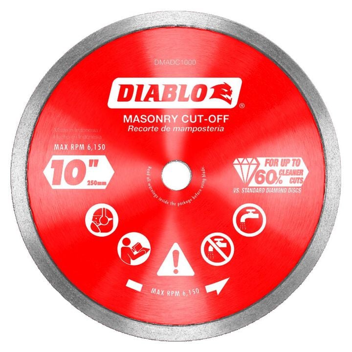 Diablo Tools 10 Inch Continuous Rim Diamond Cut-Off Disc for Masonry