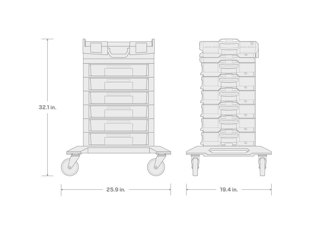 Tekton 6-Drawer Rolling Stack with Shallow Tool Box and Organizer Bins, large image number 7