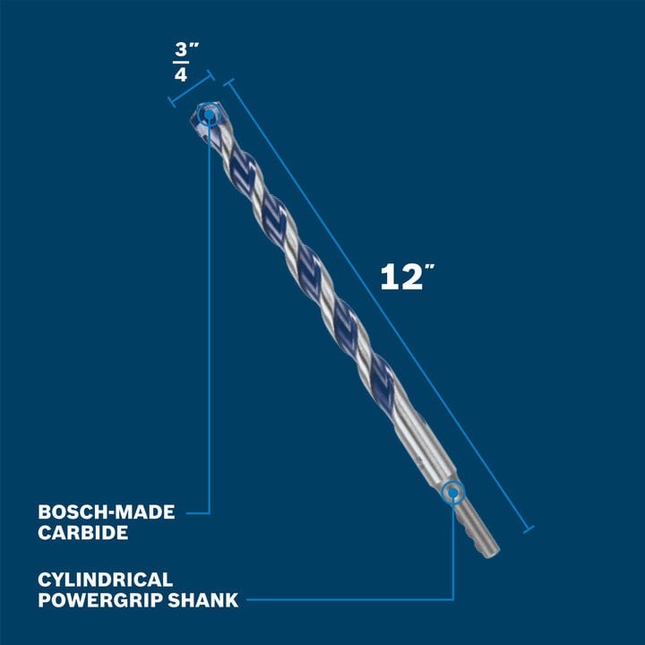 Bosch 3/4 Inch x 12 Inch Blue Xtreme Bit, large image number 8