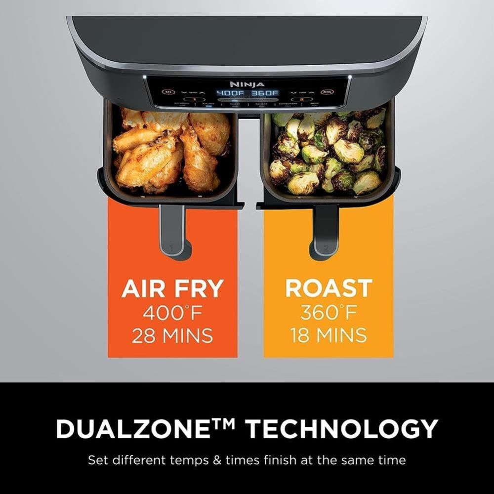 Ninja Foodi 8 Qt 6 in 1 Two Basket Air Fryer with DualZone Dark Grey, large image number 6