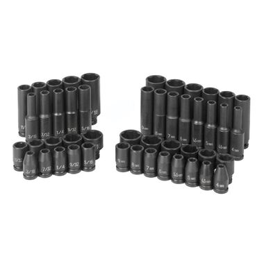 Grey Pneumatic 1/4in Drive Standard and Deep Length Surface Drive Impact Set