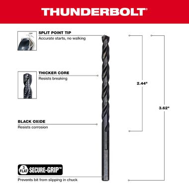 Milwaukee 3/16 in. Thunderbolt Black Oxide Drill Bit, large image number 2