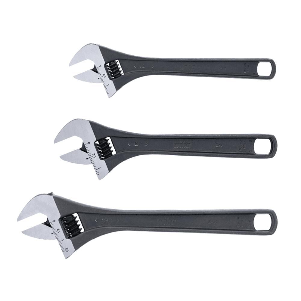 Wiha 8in, 10in & 12in Adjustable Wrench Set 3pc, large image number 1