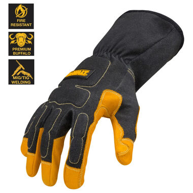 DEWALT Welding Gloves Large Black/Yellow Premium Leather MIG/TIG, large image number 3
