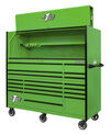 Extreme Tools RX Series 72 Inch W x 25 Inch D Professional Extreme Power Workstation Hutch & 19 Drawer Roller Cabinet 150 lbs Slides Combo Green with Black Drawer Pulls, small image number 2